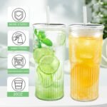 Glass Cups with Lids and Glass Straws, High Borosilicate 20OZ Tumblers (2Pcs) for Coffee, Tea, Juice, Smoothies, Hot/Cold Drinks at Home, Office - Image 3