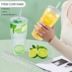 Glass Cups with Lids and Glass Straws, High Borosilicate 20OZ Tumblers (2Pcs) for Coffee, Tea, Juice, Smoothies, Hot/Cold Drinks at Home, Office - Image 8