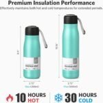 12 oz Stainless Steel Vacuum Insulated Bottle w/Strap Lid, Seafoam - Image 4