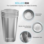 16 oz Stainless Steel Pint Cups 16oz/500ml (4 Pack), Stainless Steel Water Tumbler, Camping Stainless Steel Pint Cups, Stackable Metal Drinking Glasses, BPA Free, Stackable, Durable. - Image 3