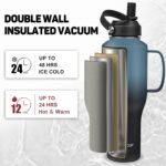 Water Bottle 40oz, Insulated Tumblers with Handle & Straw Lid, Insulated Water Bottle Fits in Cup Holder, Double Wall BPA-Free, Stainless Steel Travel Cup Leak-proof to Keep Cold 24H&Hot12H - Image 3