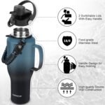 Water Bottle 40oz, Insulated Tumblers with Handle & Straw Lid, Insulated Water Bottle Fits in Cup Holder, Double Wall BPA-Free, Stainless Steel Travel Cup Leak-proof to Keep Cold 24H&Hot12H - Image 4