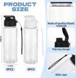 16 Pack Plastic Water Bottles Bulk with Handle Strap, 17oz Sports Water Bottles Reusable Drinking Cups Lightweight Leakproof Flip Top Bottle for Adults Gym Fitness Sports (White & Black) - Image 3