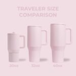 HydroJug Traveler - 40 oz Water Bottle with Handle & Flip Straw - Fits in Cup Holder, Leak Resistant Tumbler-Reusable Insulated Stainless Steel & Rubber Base - Gifts for Women & Men, Pink Sand - Image 4