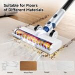 Cordless Vacuum Cleaner for Home - Lightweight, Stick Vacuum Clean with Rechargeable Battery, Max 45Mins Runtime, 8 in 1 Handheld Vacuum for Hardfloor & Carpets Pet Hair, White&Yellow - Image 4
