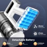 Cordless Vacuum Cleaner for Home - Lightweight, Stick Vacuum Clean with Rechargeable Battery, Max 45Mins Runtime, 8 in 1 Handheld Vacuum for Hardfloor & Carpets Pet Hair, White&Yellow - Image 5