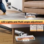 Cordless Vacuum Cleaner for Home - Lightweight, Stick Vacuum Clean with Rechargeable Battery, Max 45Mins Runtime, 8 in 1 Handheld Vacuum for Hardfloor & Carpets Pet Hair, White&Yellow - Image 8