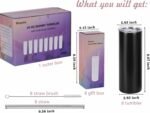 20 Oz Stainless Steel Straight Skinny Tumbler Set (8 Pack), Insulated Slim Thin Travel Cup with Lid, Black - Image 3