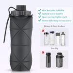 Silicone Collapsible Water Bottles,Lightweight Reusable Leakproof For Traveling Camping Hiking Cycling Sports Outdoor,Foldable Portable Travel Water Bottle 600ML Dark Grey And Purple 2Pack. - Image 3