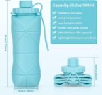Silicone Collapsible Water Bottles,Lightweight Reusable Leakproof For Traveling Camping Hiking Cycling Sports Outdoor,Foldable Portable Travel Water Bottle 600ML Dark Grey And Purple 2Pack. - Image 5