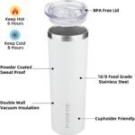 BJPKPK 20 oz Skinny Tumbler with Lid 2 Pack Slim Insulated Travel Coffee Cup Stainless Steel Thermal Mug,Black,White - Image 3