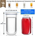 Aquach Double Wall Glass Cup 16oz 2pcs, Clear Insulated Coffee Drinking Glasses, Single Mouth/Double Body - Image 5