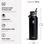 Hydro Flask Water Bottle - Insulated Stainless Steel - Wide Mouth Flex Straw Lid, Non Spill, Leakproof and Refillable in 40 Oz Sandpiper - Image 6