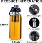 Snminetal 34oz Glass Water Bottle with Capacity Mark & Sleeve, BPA-Free Tea Bottle with Infuser for Hot & Cold Drinks, Tea, Coffee and Water for Gym, Home & Office - Image 3