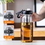 Snminetal 34oz Glass Water Bottle with Capacity Mark & Sleeve, BPA-Free Tea Bottle with Infuser for Hot & Cold Drinks, Tea, Coffee and Water for Gym, Home & Office - Image 4