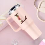 Monogrammed 40oz Tumbler with Handle for Women, Personalized Birthday Gifts for Women,Initial Cups for Woman Floral Letter L,Customized Gifts for Female Lady Gift for Mothers Day Christmas - Image 3