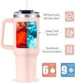 Monogrammed 40oz Tumbler with Handle for Women, Personalized Birthday Gifts for Women,Initial Cups for Woman Floral Letter L,Customized Gifts for Female Lady Gift for Mothers Day Christmas - Image 4