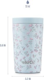 Ello Jones 11oz Insulated Stainless Steel Travel Mug with Leak-Proof Slider Lid, Single Serve Small Coffee Tumbler, Keeps Drinks Hot 3 Hours Cold 8 Hours, BPA-Free, Serene Blooms - Image 4