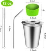 ShineMe Kids Stainless Steel Cups, Kids Metal Drinking Glasses with Lids, Stainless Steel Straws and Sleeves, 12oz Reusable Water Tumbler for Children and Adults, Apply to Indoor and Outdoor - Image 3