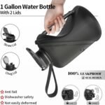 TOOFEEL 1 gallon water bottle - 128 oz water bottle with Straw & Chug Lid - BPA Free Big Water Bottle with Handle - Gym Water Bottle - Black - Image 4