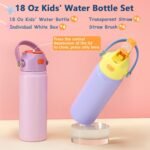 4 PACK 18 OZ Water Bottle for Kids, Stainless Steel Double Insulated Sports Water Bottle, Leak Proof Straw Cup for School, Gifts, Travel, BPA Free (Mixed Color) - Image 5
