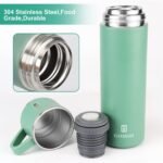 Stainless Steel Thermo 500ml/16.9oz Vacuum Insulated Bottle with Cup for Coffee Hot drink and Cold drink water flask.(Green,Set) - Image 4
