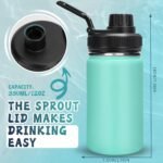 12oz Water Bottle Stainless Steel Metal Vacuum Insulated No Sweat, Sports Leakproof BPA free Lightweight Hot Cold Retention - Image 3