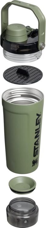 STANLEY Vitalize Shaker Bottle 20 oz | Leakproof Insulated Stainless Steel Shaker Cup | Base Storage and Twist On Fast Flow Lid | Protein Shakes and Pre Workout Powder | BPA-Free | Dried Pine - Image 3