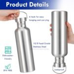 4 Pack 35oz 304 Stainless Steel Water Bottles with Handle, Reusable Uninsulated Single Walled Sports Camping Water Bottle for Cyclists, Runners, Hikers, Beach Goers, Picnics(Silver) - Image 5
