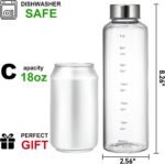 2 Pack Glass Water Bottles With Time Marker, 18 OZ Motivational Water Bottle with Non-slip Sleeve, Beverage Bottles with Hydrating Reminder, Reusable Drinking Bottle for Hot and Cold Drinks - Image 3