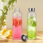2 Pack Glass Water Bottles With Time Marker, 18 OZ Motivational Water Bottle with Non-slip Sleeve, Beverage Bottles with Hydrating Reminder, Reusable Drinking Bottle for Hot and Cold Drinks - Image 5