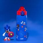 Zak Designs Sonic the Hedgehog Sage Kids Water Bottle For School or Travel, 19oz Stainless Steel Water Bottle With Straw, Handle, and Leak-Proof, Pop-Up Spout Cover (Sonic & Shadow) - Image 4