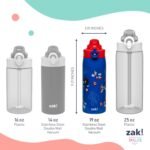 Zak Designs Sonic the Hedgehog Sage Kids Water Bottle For School or Travel, 19oz Stainless Steel Water Bottle With Straw, Handle, and Leak-Proof, Pop-Up Spout Cover (Sonic & Shadow) - Image 9