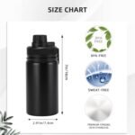 Personalized 12 Oz Water Bottle with Name Picture Text Logo Custom Stainless Steel Cups with Lid Customize Insulated Sports Bottles Gifts Double Sided Printed, BlackA - Image 3