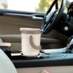 Large Insulated Reusable Travel Mug with Handle, for Hot & Cold Drinks Durabile BPA-Free Plastic, Microwave & Dishwasher Safe, Portable Travel Coffee Tumbler Cup - 100% Leakproof Lid - 32 oz (Beige) - Image 5