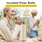 34 oz Insulated Water Bottle, Double Wall Vacuum Stainless Steel Water Flask Jug with Handle & Metal Mechanical Temperature Measuring Cup Lid, Leakproof Travel Bottle Keep Cold 36h Hot 24h - Image 3