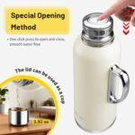 34 oz Insulated Water Bottle, Double Wall Vacuum Stainless Steel Water Flask Jug with Handle & Metal Mechanical Temperature Measuring Cup Lid, Leakproof Travel Bottle Keep Cold 36h Hot 24h - Image 4