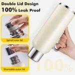 34 oz Insulated Water Bottle, Double Wall Vacuum Stainless Steel Water Flask Jug with Handle & Metal Mechanical Temperature Measuring Cup Lid, Leakproof Travel Bottle Keep Cold 36h Hot 24h - Image 5