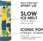 Elemental Iconic Kids Water Bottle for School - 100% Leak-Proof Insulated Water Bottles with Straw Lid & Pop-It Handle for Boys & Girls - Triple-Wall Insulated & BPA-Free, 14oz – Dinosaur - Image 5