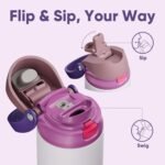 ENCOOL Leakproof Insulated Water Bottle with Straw Dual-Sip Water Bottle Bag-Safe Design for Work, Commute & Gym – Keeps Drinks Cold All Day, 24 oz, Purple Cabbage - Image 3