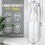 17 Oz Glass Juice Bottles with Lids, Glass Bottles, BPA Free, Borosilicate Glass for Juicing, Smoothies, Infused Water, Beverage Storage, Shaker Bottles (4 Pack) - Image 3