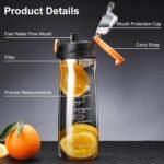 27OZ Reusable Plastic Water Bottle, Clear with Measurements, Sports Bottle for Running, Gym, Hiking, Black - Image 3