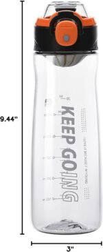 27OZ Reusable Plastic Water Bottle, Clear with Measurements, Sports Bottle for Running, Gym, Hiking, Black - Image 4