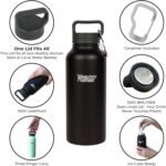 Healthy Human Stainless Steel Water Bottle | Double Walled Vacuum Insulated Water Thermos for Adults | Eco-Friendly Travel Bottles with Leak Proof Lid (Pure Black, 32 oz/ 946 ML) - Image 3