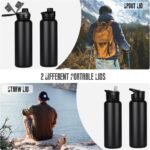 40 oz Insulated Water Bottle with Straw, Stainless Steel Sports Water Bottles with 2 Lids (Straw and Wide Mouth lid), Double Wall Vacuum, Leakproof, BPA-Free, Black - Image 4