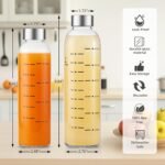 Glass Juice Bottles with Lids Set of 2, 17 oz Reusable Glass Water Bottles with Stainless Steel Caps, BPA Free,Leak Proof,Dishwasher Safe,for Refrigerator, Juicing, Iced Coffee, Cold Brew - Image 4