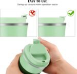MOMSIV 12oz Travel Mug, Insulated Coffee Cup with Leakproof Lid, Vacuum Stainless Steel Double Walled Reusable Tumbler for Hot and Cold Water Coffee and Tea In Travel and Car (Green-380ml) - Image 4
