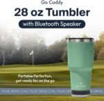 Go Caddy 28 oz Tumbler with Bluetooth Speaker, Insulated Stainless Steel Travel Cup with Lid, Hot & Cold Drink Beverage Container, Removable Speaker with Microphone, Rubber Base, Seafoam - Image 3