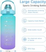 64 oz Large Capacity Water Bottle with Motivational Time Markers and Straw, Portable, Leakproof, BPA Free for Fitness, Gym and Outdoor Sports. (Green) - Image 3