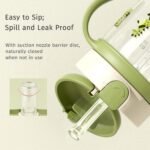 Evorie Tritan Spill Proof Toddler Straw Sippy Cup, 10 oz for Baby and Toddlers 1-3 Years Old, No Spill Straw Water Bottle with Removable Handles, Ideal for School, BPA-Free, Green Dino (New) - Image 3